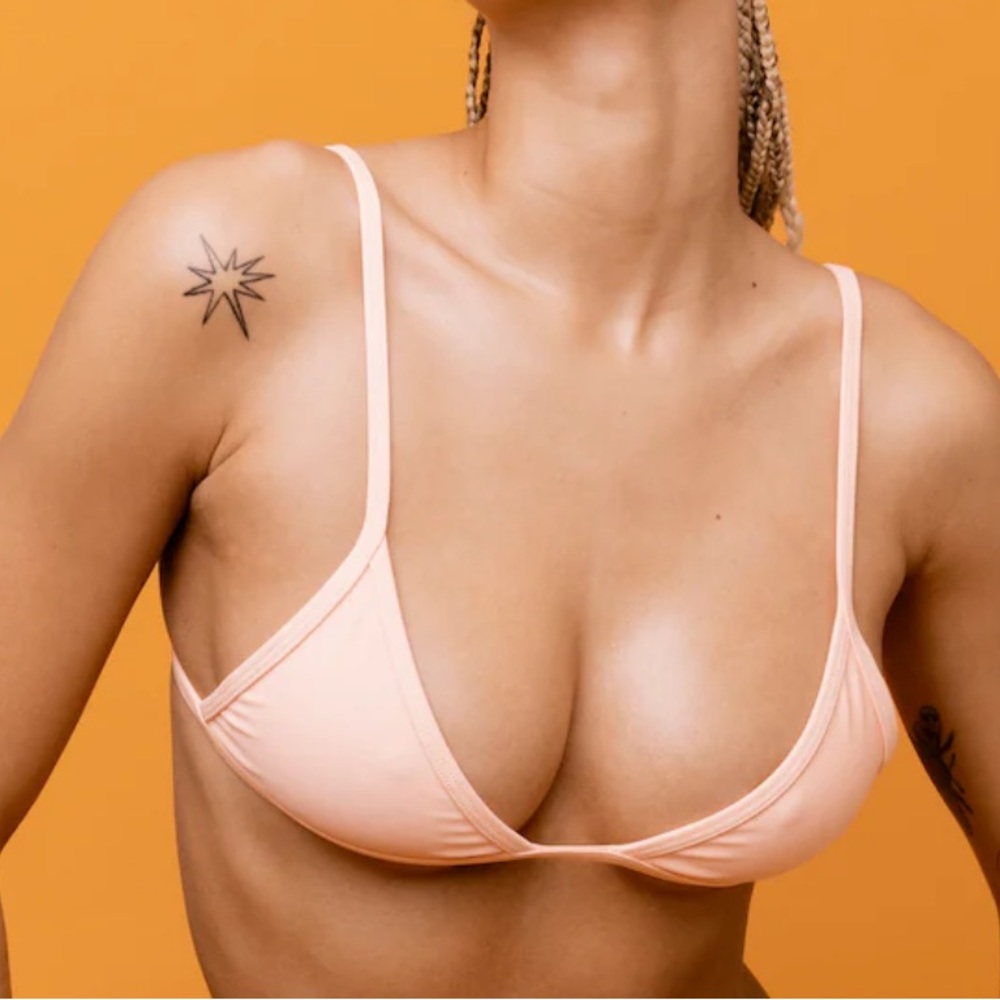 Basic Swim | Peach Triangle Bikini Top - Women’s Minimal Swimwear - Picture 7 of 8